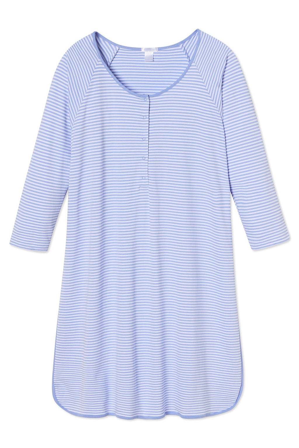 Pima Maternity Long Sleeve Nightgown in Hydrangea - Featured Image 4